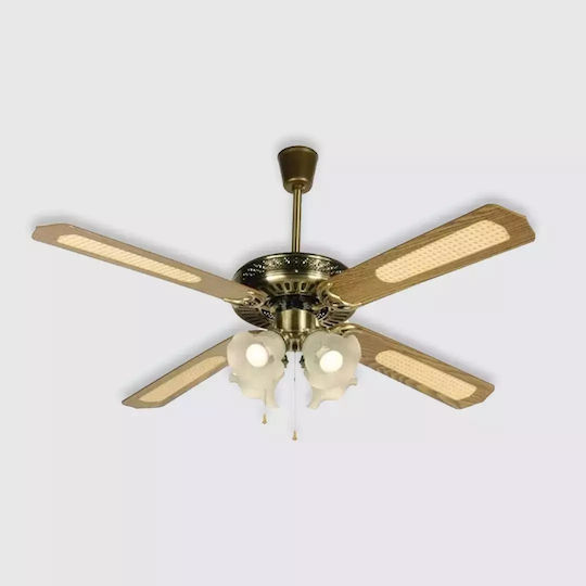 Primo PRCF-80279 Ανεμιστήρας Οροφής 130cm με Φως Καφέ / Ασημί