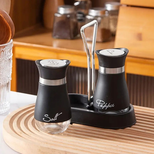 Set Sare și Piper Inox cu Suport 2buc