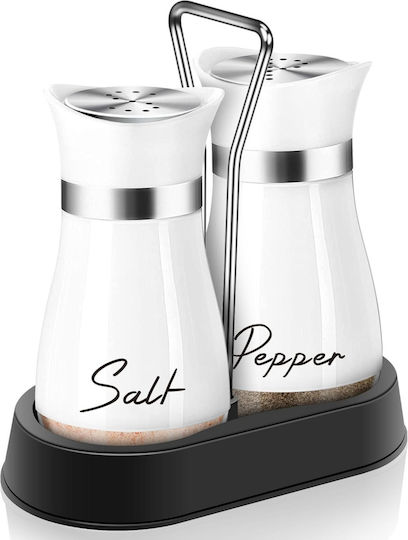 Set Sare și Piper Inox cu Suport 2buc