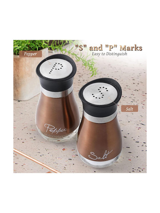 Salt and Pepper Set Inox with Stand 2pcs