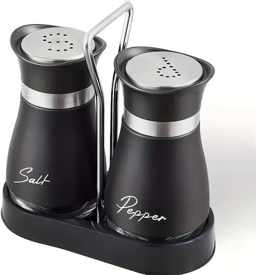 Set Sare și Piper Inox cu Suport 2buc