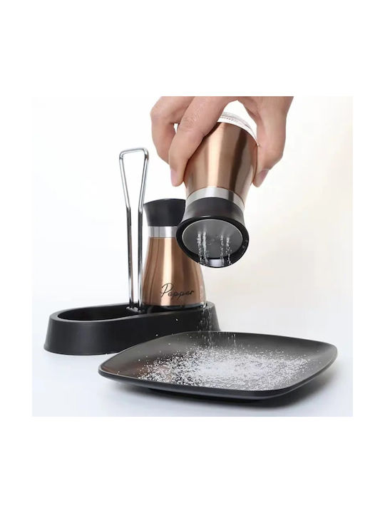 Salt and Pepper Set Inox with Stand 2pcs