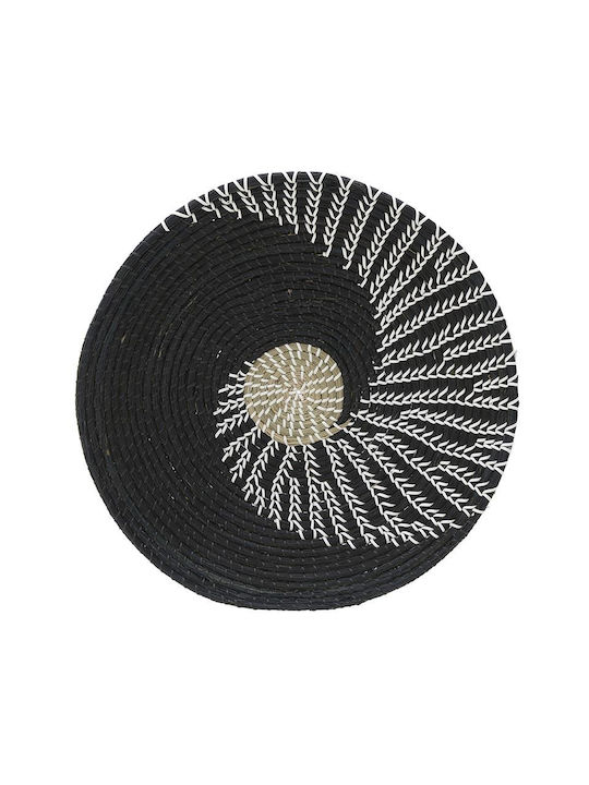 Inart Dekorative Platte Korbweide Schwarz 1Stück 50x50x7cm