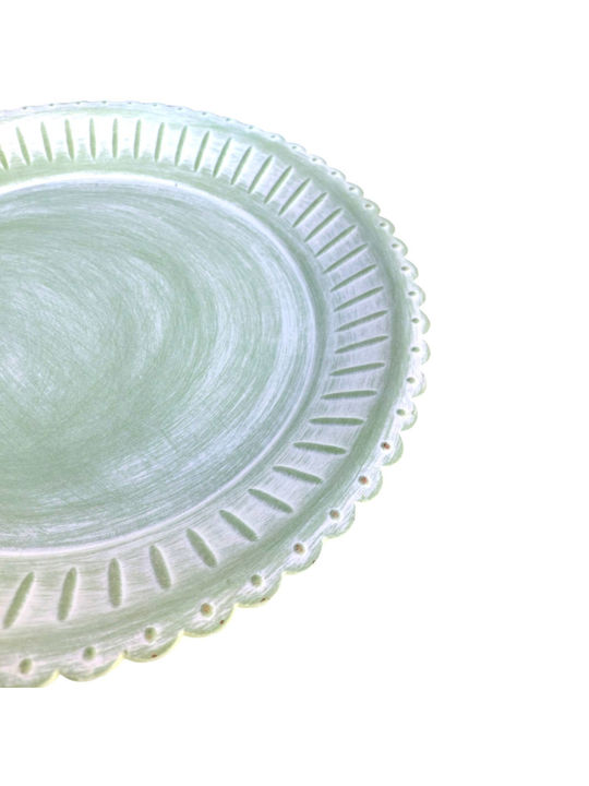 Round Wooden Decorative Platter Green 40x40cm
