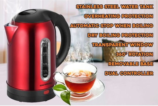 Hausberg Βραστήρας 1.8lt 1800W Κόκκινος