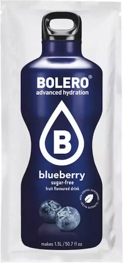 Bolero Χυμός σε Σκόνη 1.5L Σε Νερό Blueberry Χωρίς Ζάχαρη 9gr 12τμχ