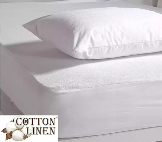 Cotton Linen Protective Cover Single Waterproof with Skirt White 90x200+40cm
