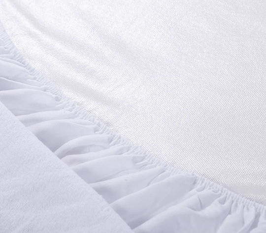 Nef-Nef Homeware Protective Cover Double Waterproof with Skirt Terry White 140x200+30cm