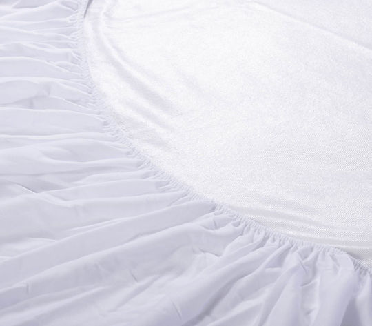 Nef-Nef Homeware Protective Cover Double Waterproof with Skirt Terry White 140x200+30cm
