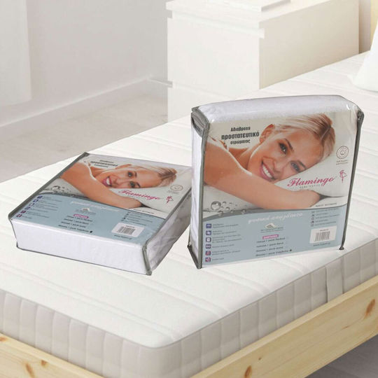 Flamingo Protective Cover Single Waterproof with Skirt Terry White 100x200+30cm