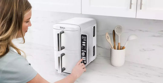 Ninja Double Stack XL Air Fryer with Double Detachable Bucket 9.5lt White