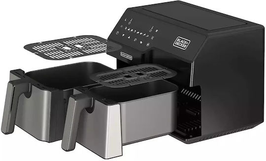 Black & Decker Air Fryer με Διπλό Αποσπώμενο Κάδο 9lt Μαύρο ES9730090B