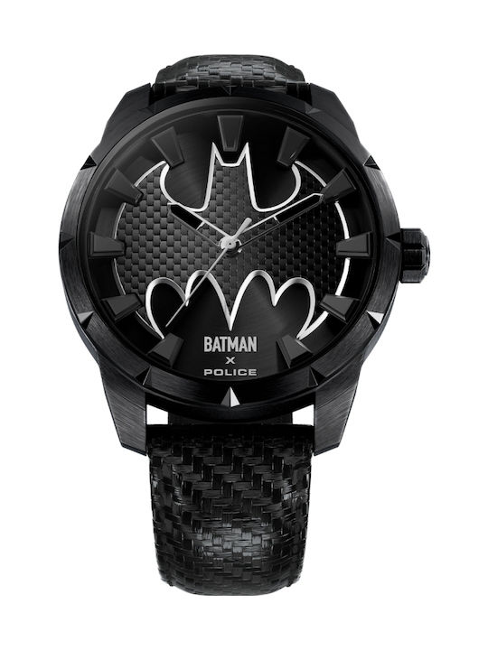 Police Edition Men's Watch 45mm Battery with Black Leather Strap