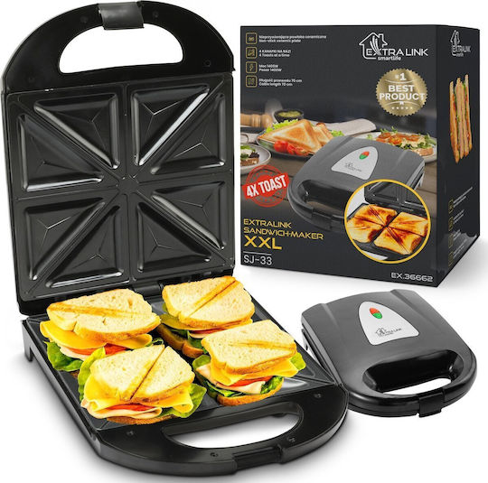 Extralink Sandwich Maker pentru for 2 Sandwiches Sandvișuri 1400W Neagră
