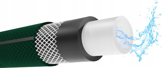 Furtun de grădină premium ranforsat, diametru 1/2", 50 m, protecție UV, presiune 8 bari, 4 straturi, verde