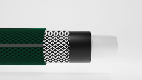 Furtun de grădină premium ranforsat, diametru 3/4", 20 m, protecție UV, presiune 8 bari, 4 straturi, verde