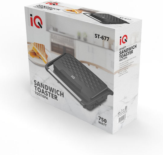 IQ Τοστιέρα για 2 Τοστ 750W Μαύρη