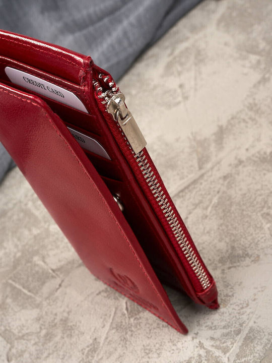 Small Leather Women's Wallet Classic with RFID Red
