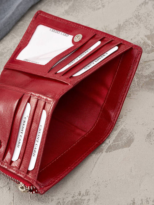 Small Leather Women's Wallet Classic with RFID Red