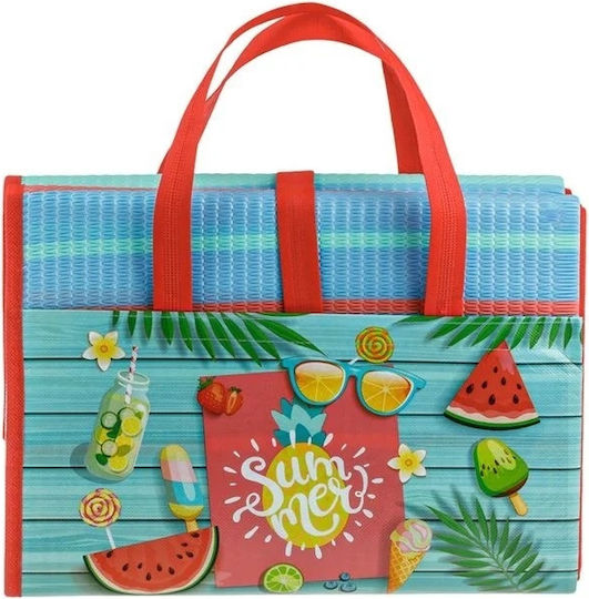 Saltea de plajă dublă cu dungi 200x180cm portocaliu-turcoaz