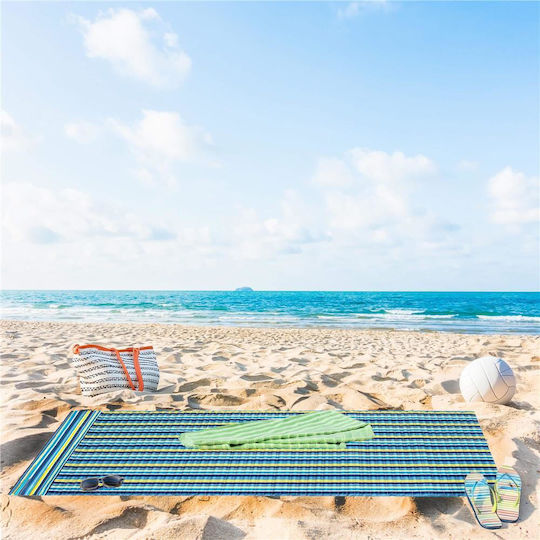 Foldable Beach Mattress Foam Ultra-light Pillow Carrying Handle 60x180cm Blue Yellow