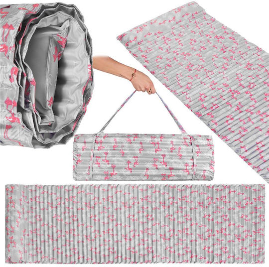 Saltea de plajă pliabilă din spumă, ultra-ușoară, cu pernă și mâner de transport, 60x180cm, roz flamingo, gri