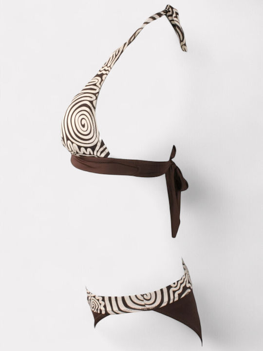 Set Bikini με Αφαιρούμενη Ενίσχυση Καφέ-εκρού