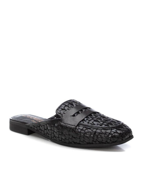 Flat Δερμάτινα Mules σε Μαύρο Χρώμα