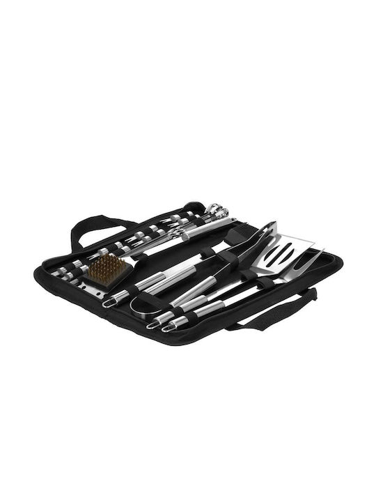 20-piece Stainless Steel Bbq Accessory Set Including Brush Carrying Case