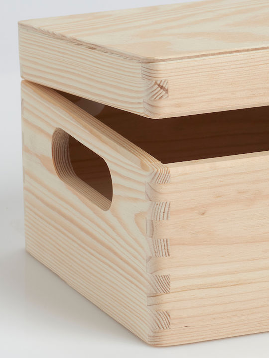 Wooden Storage Box with Lid Beige 30x20x15cm 1pcs
