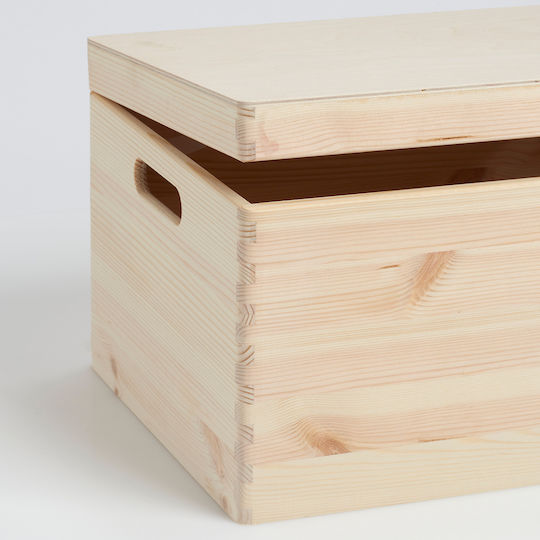 Hölzernes Aufbewahrungsbox mit Deckel Beige 40x30x23cm 1Stück