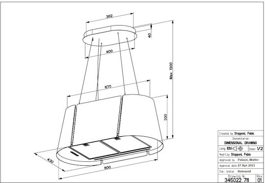 Faber CAPPA BEAT XL WH MATT F80 Απορροφητήρας Νησίδα 80cm Λευκός