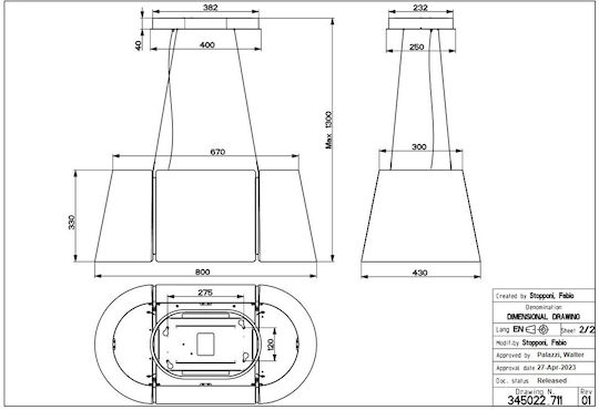 Faber CAPPA BEAT XL WH MATT F80 Απορροφητήρας Νησίδα 80cm Λευκός