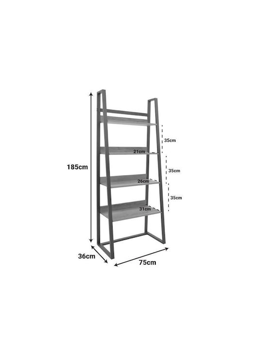Bibliotecă Ryder Nuc-Maro 75x36x185 cm