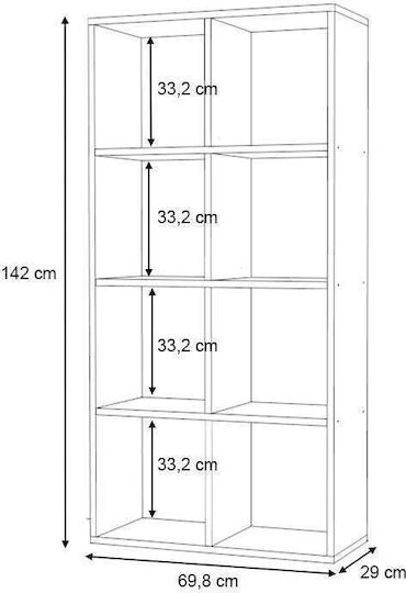 Bibliothek Anser Weiß 69.8x29x142cm