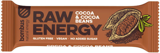Bombus Μπάρα Raw / Ενέργειας με Cocoa & Cocoa Beans Χωρίς Προσθήκη Ζάχαρης 50gr
