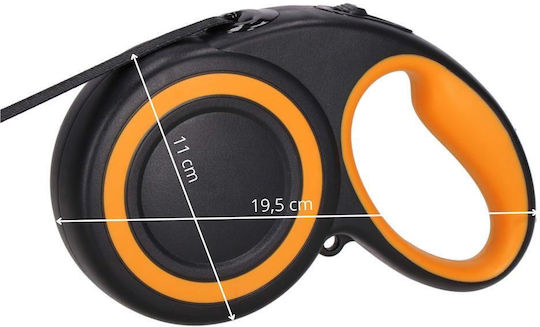 Lesă retractabilă pentru rase mari, până la 50 kg, 500 cm, negru-portocaliu