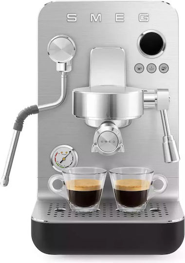 Smeg Μηχανή Espresso 1650W Πίεσης 15bar Μαύρη EMC02BLMEU