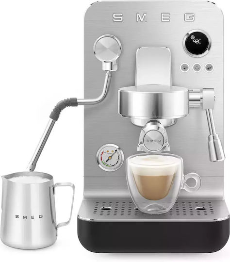 Smeg Μηχανή Espresso 1650W Πίεσης 15bar Μαύρη EMC02BLMEU