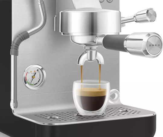 Smeg Μηχανή Espresso 1650W Πίεσης 15bar Μαύρη EMC02BLMEU