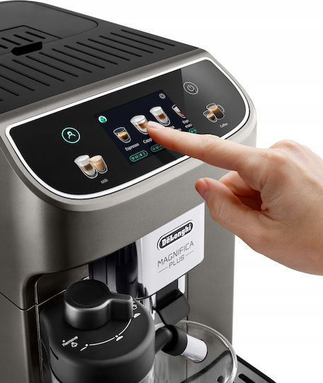 De'Longhi Magnifica Plus Automatic Espresso Coffee Machine 1450W Pressure 15bar for Cappuccino with Grinder Grey ECAM 320.70