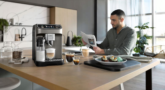 De'Longhi Magnifica Plus Automatic Espresso Coffee Machine 1450W Pressure 15bar for Cappuccino with Grinder Grey ECAM 320.70