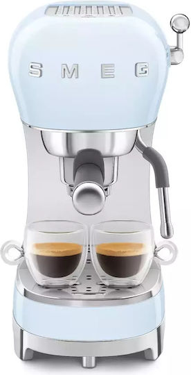 Smeg Μηχανή Espresso 1350W Πίεσης 15bar Γαλάζια ECF02PBEU
