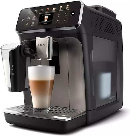 Philips Series 4400 Αυτόματη Μηχανή Espresso 1500W Πίεσης 15bar για Cappuccino με Μύλο Άλεσης Μαύρη EP4449/70