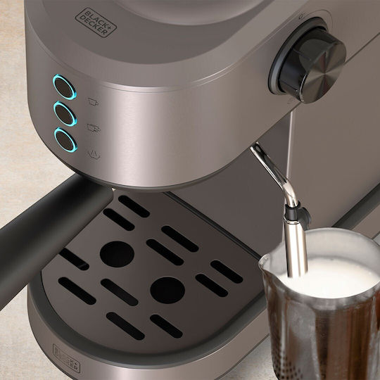 Black & Decker Μηχανή Espresso 1350W Πίεσης 20bar Μαύρη ES9200090B