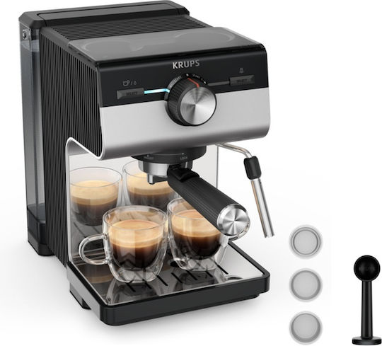 Krups Μηχανή Espresso 1140W Πίεσης 15bar Ασημί XP384E10