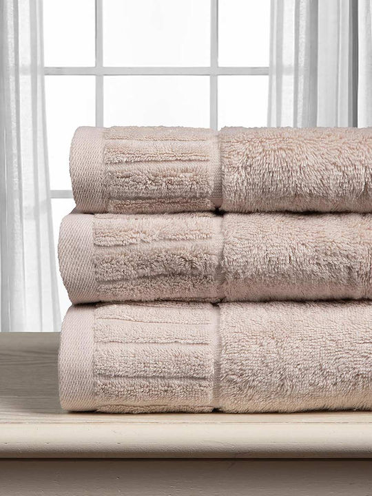 Silk Fashion Bath Towel Melody 75x150cm Beige Weight 600gsm