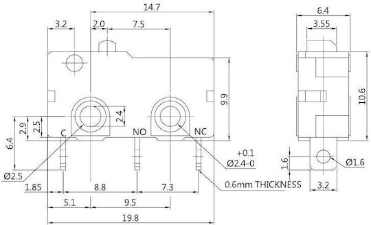 Microswitch Snap Action Spdt 5a/250vac Pcb Zippy Sm-05s-00p0-z
