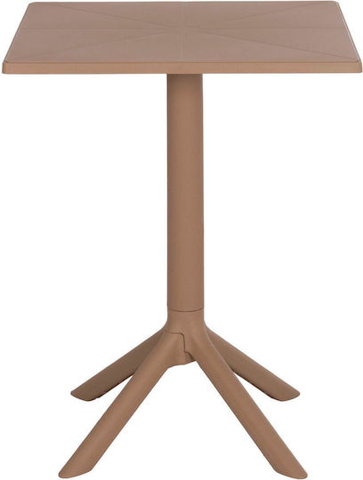 Catering Table for Small Outdoor Spaces Made of Polypropylene Foldable Terrin Cappuccino 60.5x60.5x75cm