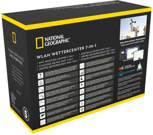 National Geographic Weather Center с 7in1 9080600 Ασύρματος Μετεωρολογικός Σταθμός Ψηφιακός Επιτραπέζιος Μαύρος